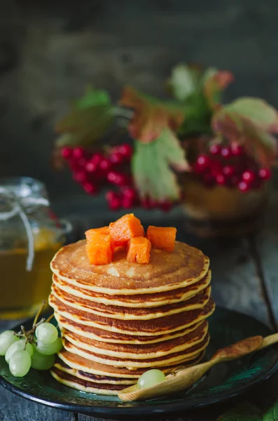 Autumn Breakfast Pumpkin Pancakes — Stock Photo, Image