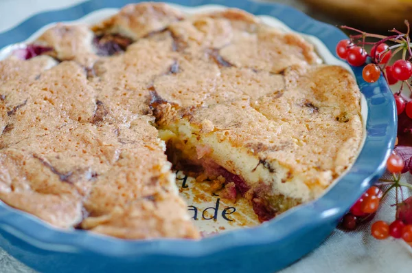 Hausgemachte Pflaumenkuchen Herbstliches Dessert Mit Frischen Pflaumen Backen Gesunde Ernährung — Stockfoto