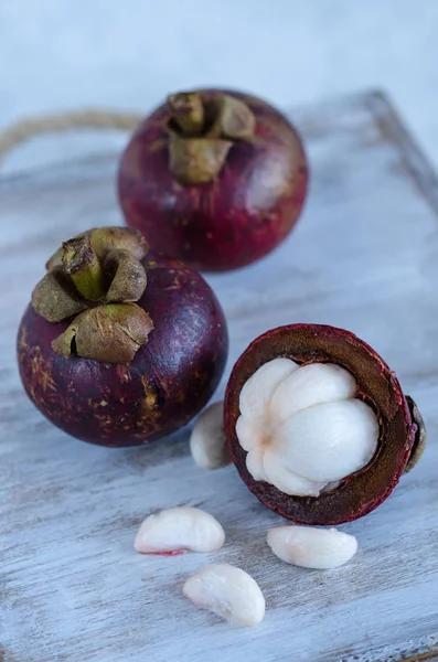 Carne de Mangostino, primer plano. Mangostino . —  Fotos de Stock