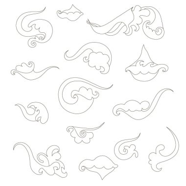 Tek renkli clipart deniz küme. Tasarım öğesi hisse senedi vektör çizim web, baskı için