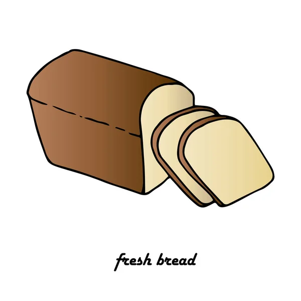 Snijd Zwart Brood Vers Brood Platte Ontwerp Element Voorraad Vectorillustratie — Stockvector