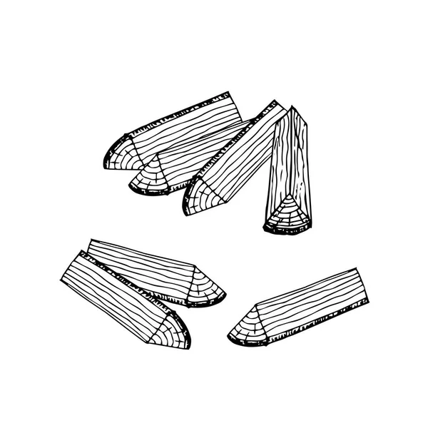 Brennholz Für Die Forstwirtschaft Für Lager Handgezeichnet Monochromen Stock Vektor — Stockvektor