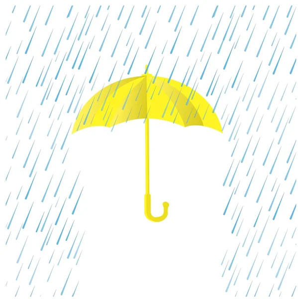 Guarda Chuva Amarelo Gota Chuva Azul Ilustração Vetor Estoque Elemento — Vetor de Stock