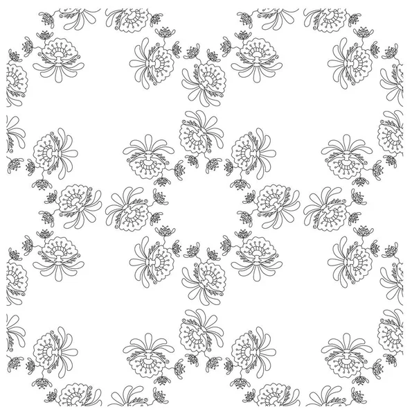 Illustration Vectorielle Motif Floral Monochrome Sans Couture Pour Toile Pour — Image vectorielle