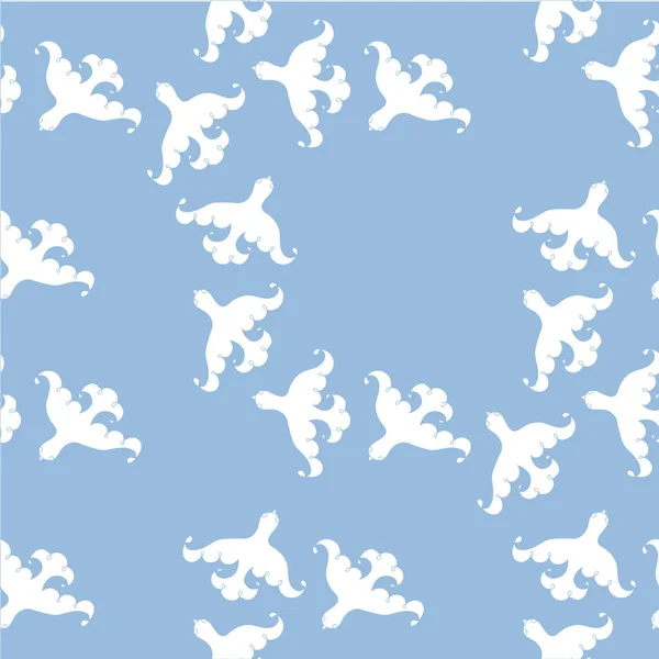 白色程式化鸽子鸟在蓝色无缝图案股票矢量图为网 为印刷品 — 图库矢量图片