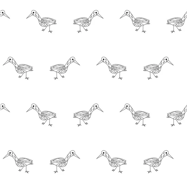 Nahtlose Muster Cartoons Monochrom Kulik Vögel Lager Vektor Illustration Cliparts — Stockvektor