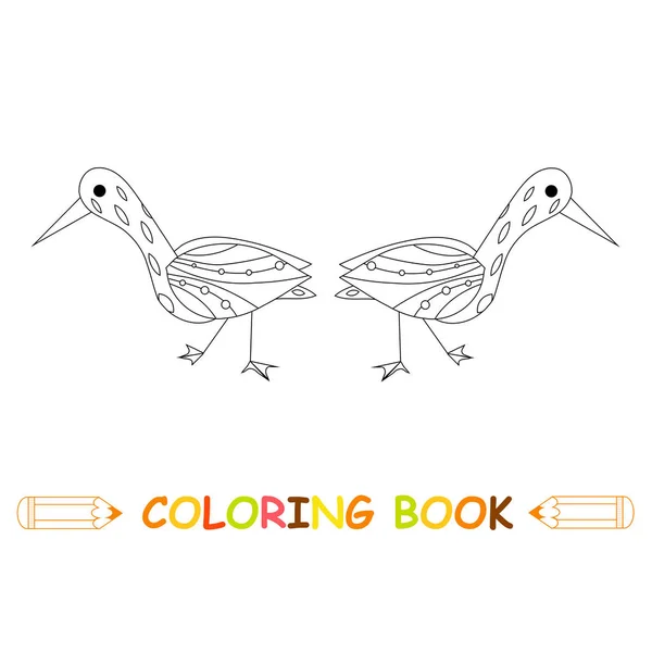 两个库利克鸟着色页抗应力黑白股票矢量插图 单色和颜色变种 — 图库矢量图片