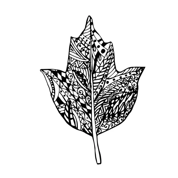 单色涂鸦 Guelder 玫瑰叶子为着色书 抗应力股票媒介例证为网 为印刷品 — 图库矢量图片