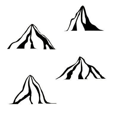 Dağ kümesi Web, baskı tasarımı öğesi hisse senedi vektör çizim için düz tek renkli simge