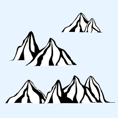 Dağ kümesi Web, baskı tasarımı öğesi hisse senedi vektör çizim için düz tek renkli simge