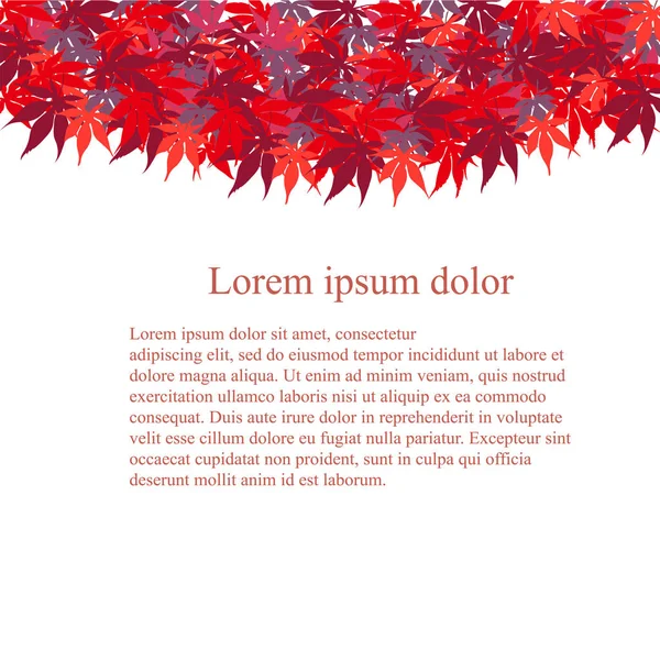 Otoño Colorear Hojas Arce Ilustración Blanca Lorem Ipsum Diseño Elemento — Vector de stock