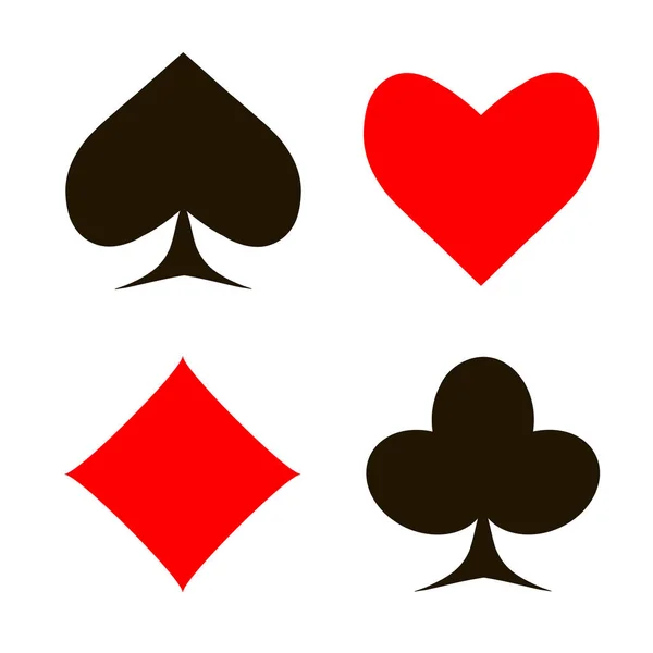 Rote Und Schwarze Pik Herzen Karo Kreuz Poker Karten Symbole — Stockvektor