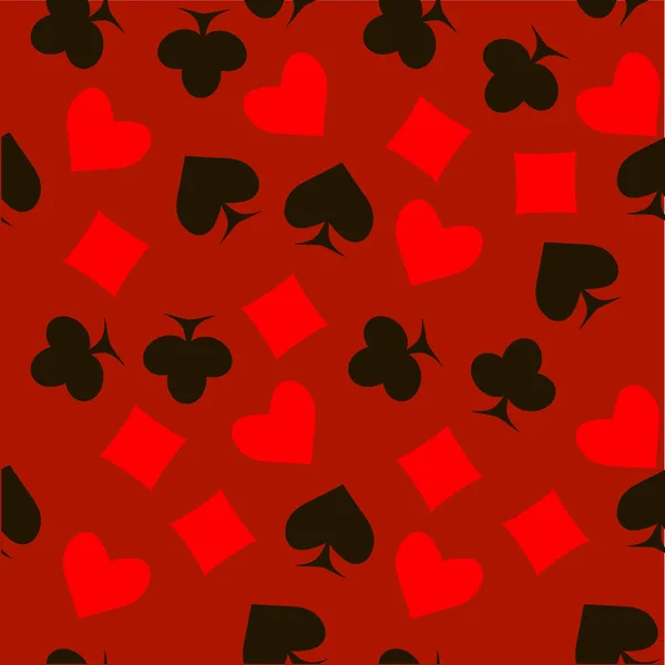 Seamless Rojo Negro Espadas Corazones Diamantes Clubes Póquer Cartas Símbolos — Archivo Imágenes Vectoriales