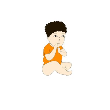 Çocuk 1-3 yıl için Turuncu tişört tasarım öğesi hisse senedi vektör çizim için web, oturan eski yazdırma