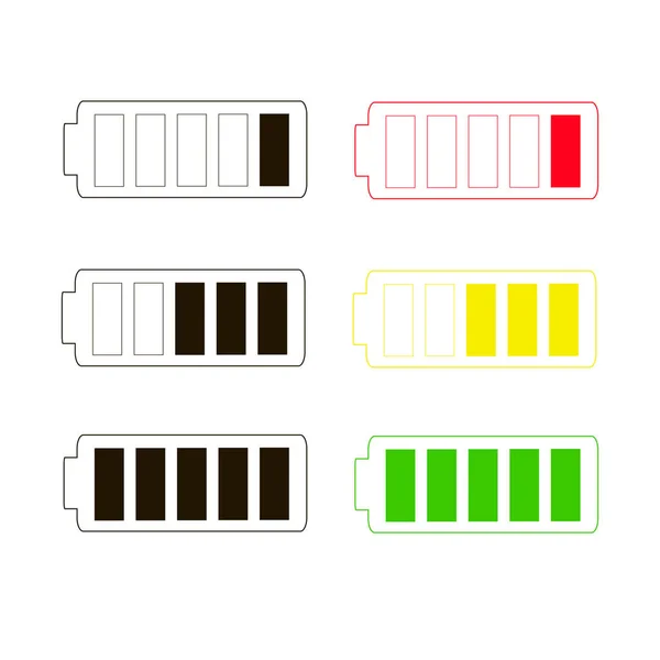 Baterai Monokrom Dan Warna Warni Ikon Desain Muatan Elemen Gambar - Stok Vektor