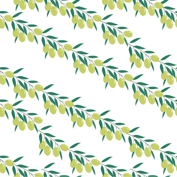 无缝绿色橄榄 树枝图案设计元素股票矢量插图的网页 包装设计 产品设计 织物印花 — 图库矢量图片