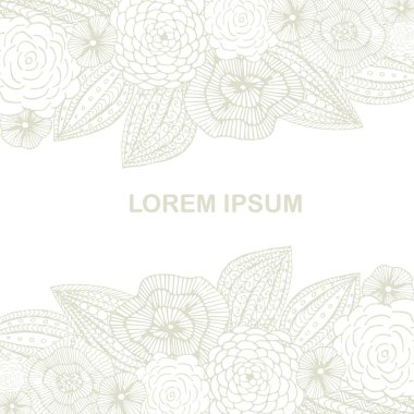 Boyama kitabı, antistress sayfa, Lorem Ipsum için gri arka plan çiçek açan, el çekilmiş tasarım öğesi hisse senedi vektör çizim web, baskı için