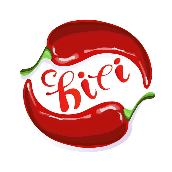 Tipografi afiş biber, kırmızı biber biber elle çizilmiş, menü, Web, baskı için bir etiket stok vektör çizim boyama