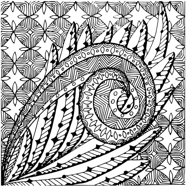 Fondo Monocromo Dibujado Mano Zentangle Ilustración Del Vector Acción Para — Vector de stock