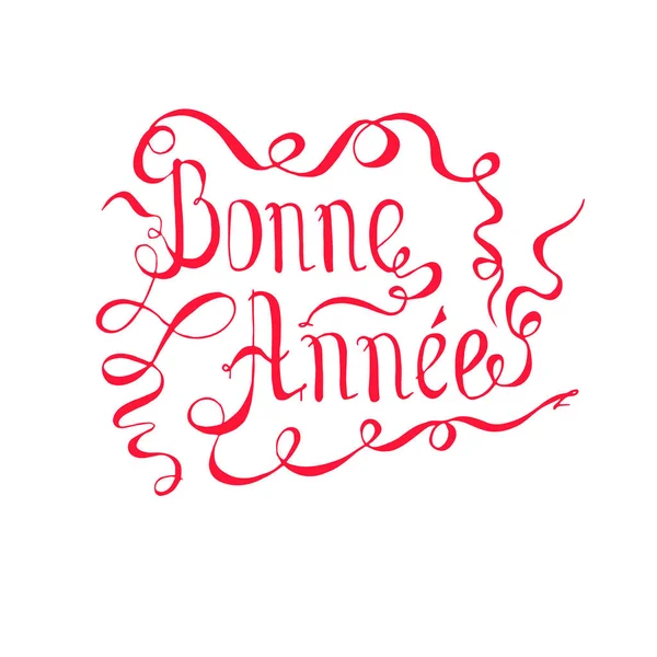 Typography Banner Red Lettering Bonne Annee Means Happy New Year —  Vetores de Stock