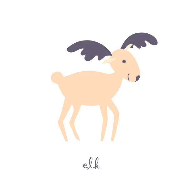 Roztomilý Elk Vektorové Barevné Znaky Set Načrtněte Losů Pastelové Oranžové — Stockový vektor