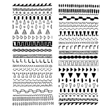 El topluluğu monogram sınırları etnik tarzda çizilmiş. Aztek sanat bölücüler, süsleme tasarlamak öğe hisse senedi vektör web, baskı için