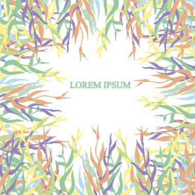 Çiçek arka plan. Renkli dal, yaprak beyaz, Lorem Ipsum üzerine. Tasarım öğesi hisse senedi vektör çizim web, baskı için