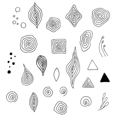 Tek renkli doodle cabukşalterli, ince siyah çizgi üzerinde beyaz elle çizilmiş tasarım öğesi hisse senedi vektör çizim web, baskı için