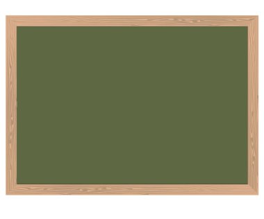 Okul ya da restoran menü için kahverengi ahşap çerçeve arka planda boş yeşil kara tahta. Blackboard vektör çizim, Tasarım Web, baskı, Not için menü için beyaz element nesne izole