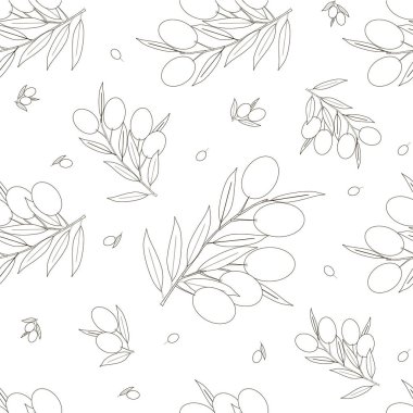 Sorunsuz tek renkli zeytin, yaprak, dal desen tasarım öğesi hisse senedi vektör çizim web, ambalaj tasarım, ürün tasarımı, duvar kağıdı, baskı kumaşlar için için için için için