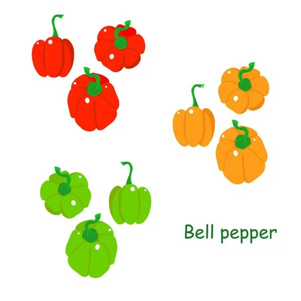 Bell Zestaw Papieru Czerwony Żółty Zielony Owoc Płaska Konstrukcja Stockowa — Wektor stockowy