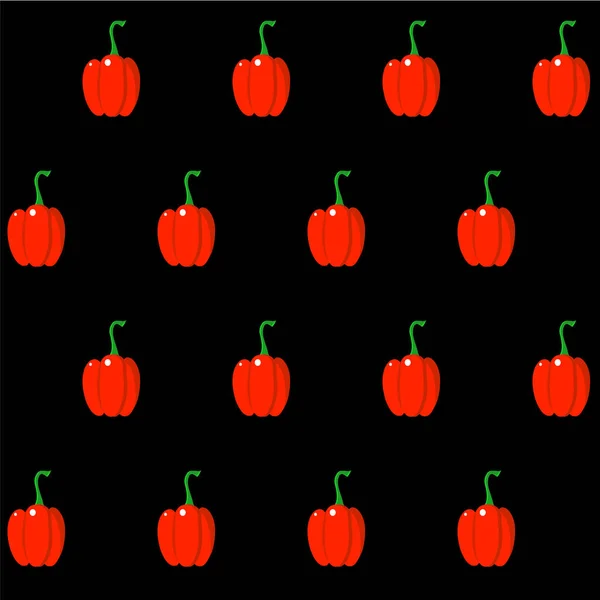 Klingelpapier Nahtloses Muster Auf Schwarzem Hintergrund Flaches Design Red Pepper — Stockvektor