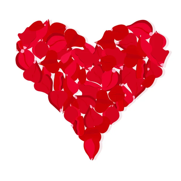Coração Pétalas Rosa Pétalas Vermelhas Forma Coração Branco Lorem Ipsum —  Vetores de Stock
