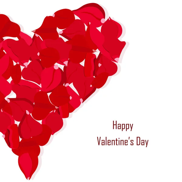 Днем Святого Валентина Типографский Баннер Сердце Лепестков Роз Красные Лепестки — стоковый вектор