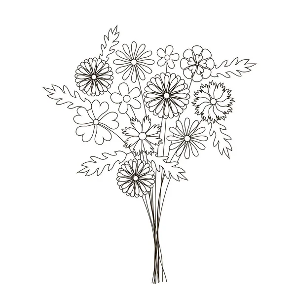 Florale Monochrome Bouquet Stock Vektor Illustration Für Web Für Druck — Stockvektor