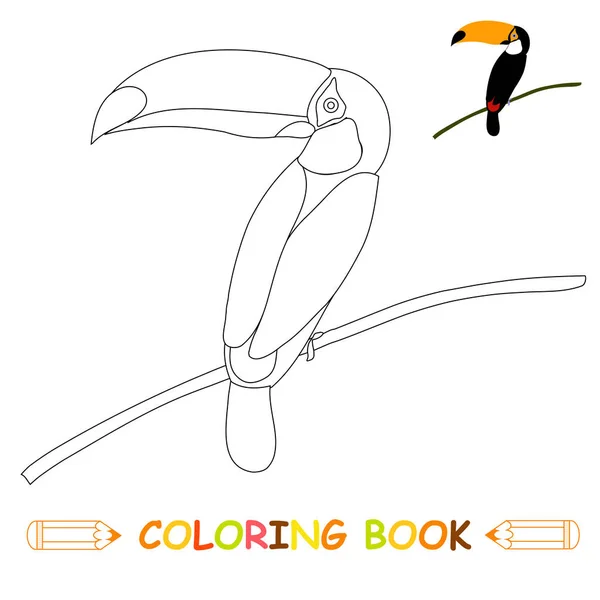 Kinderen Kleurplaten Pagina Vector Illustratie Schattige Toucan Zwart Wit Kleur — Stockvector