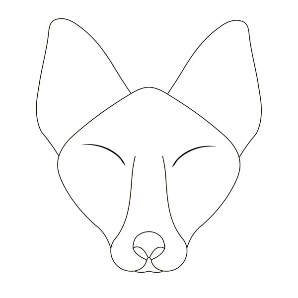 Fox Head Outline Monochrome Animal Head Object Isolated Design Element — Stock Vector