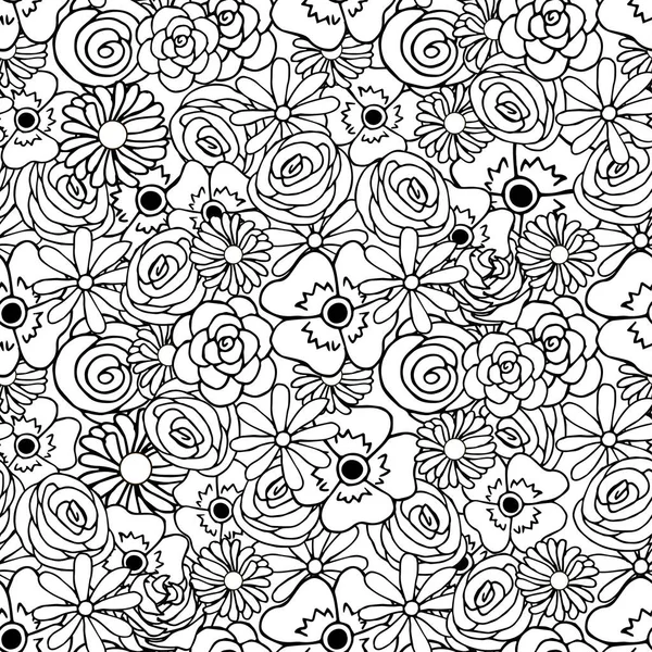 Seamless Floral Monochrome Pattern Stock Vector Illustration Web Print — Stock Vector