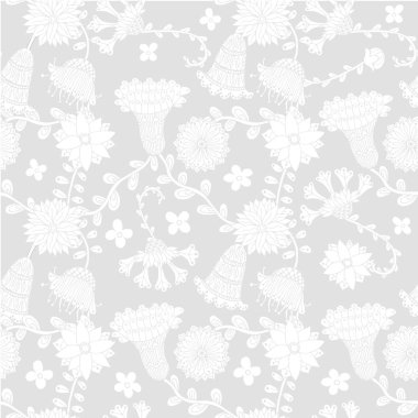 Gri desen hisse senedi vektör çizim sorunsuz çiçek el çekilmiş