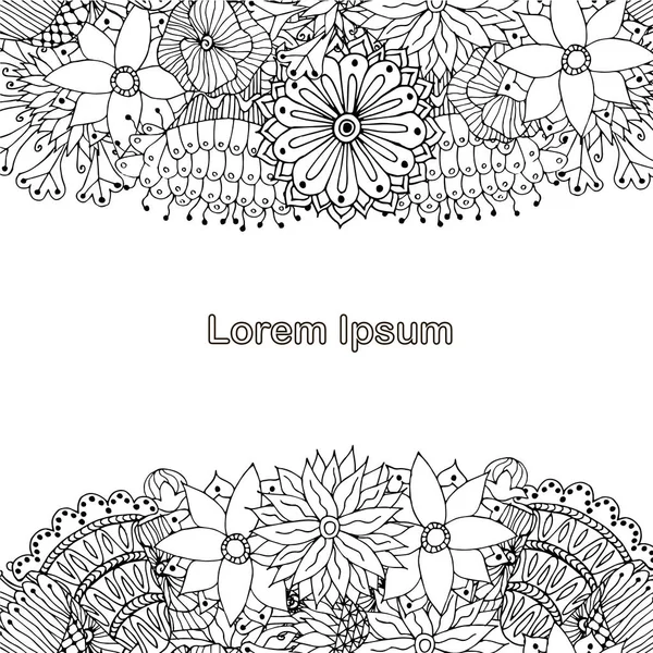 Blooming Monochrome Achtergrond Voor Kleuren Boek Stressprogramma Pagina Lorem Ipsum — Stockvector