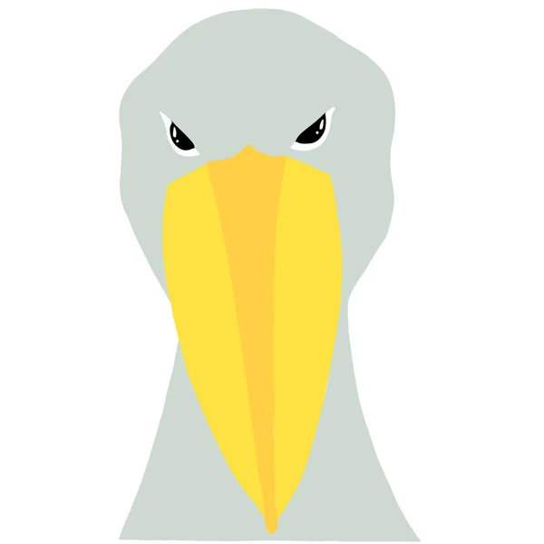 Shoebill Stork Antistres Page Coloring Book Grey Bird Yellow Beak — Stock Vector