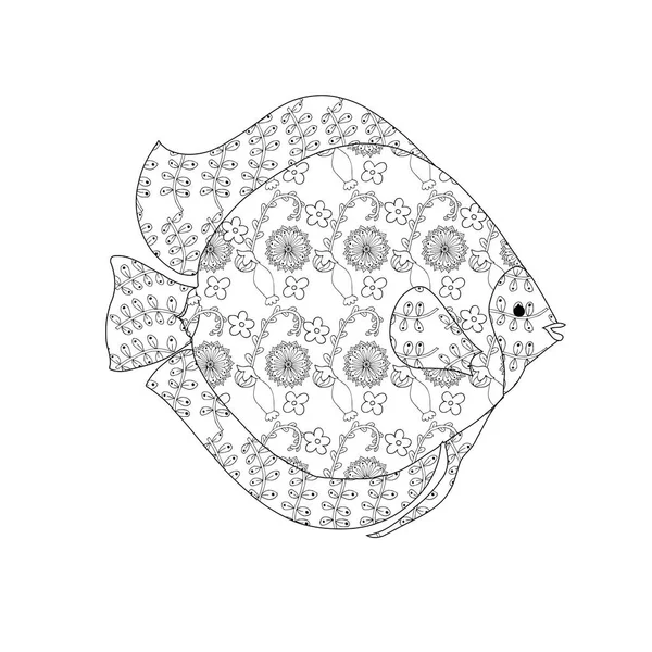 Zenart Pesce Marin Animale Doodle Elemento Design Stock Vettore Illustrazione — Vettoriale Stock