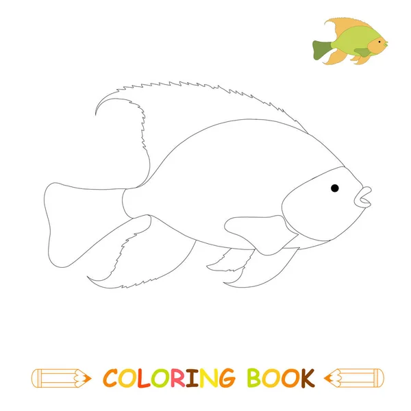 Παιδιά Χρωματισμός Σελίδα Διανυσματικά Εικονογράφηση Χαριτωμένο Ψάρι Ασπρόμαυρο Και Χρώμα — Διανυσματικό Αρχείο