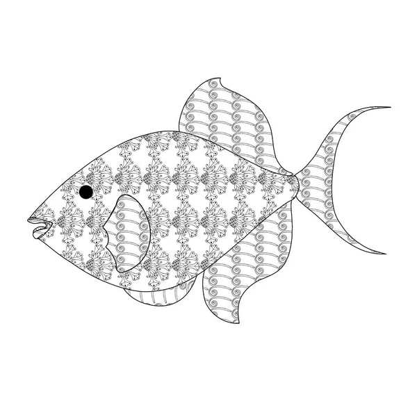 Fish Zenart Marin Animal Doodle Design Element Stock Vector Illustration — Stock Vector