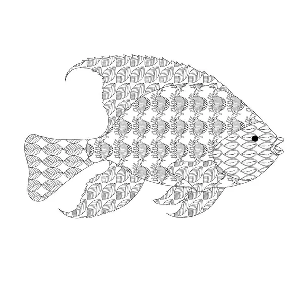 Fish Zenart Марин Животных Каракули Дизайн Элемента Запас Векторной Иллюстрации — стоковый вектор