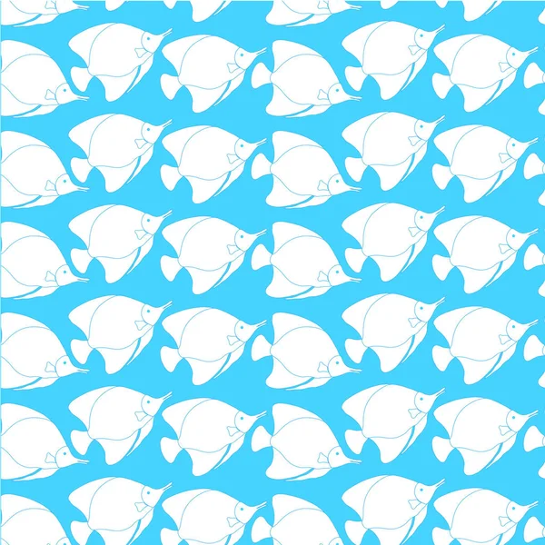 Риба Безшовний Візерунок Біла Риба Синьому Рибний Дизайн Елемент Запасів — стоковий вектор