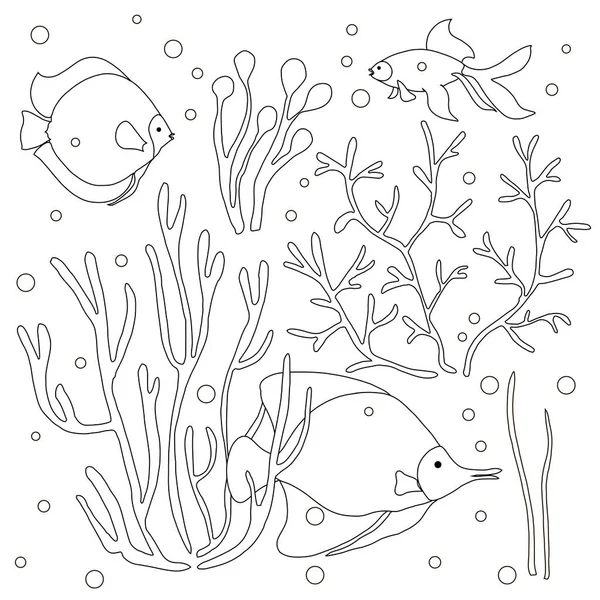 Algues Corail Poisson Page Stress Illustration Vectorielle Stock Élément Conception — Image vectorielle