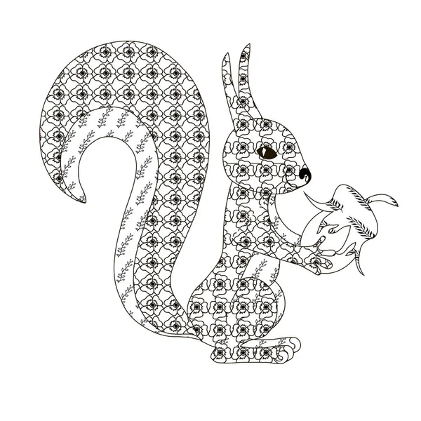 Zénart Écureuil Illustration Vectorielle Stock Élément Conception Doodle Animal Forestier — Image vectorielle