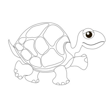 Kaplumbağa karikatür kroki. Boyama sayfası, Web için, baskı için tek renkli tasarım elemanı stok vektör illüstrasyon