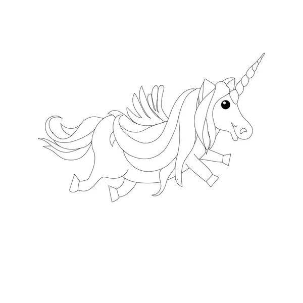 Bosquejo Dibujos Animados Unicornio Diseño Monocromo Elemento Stock Vector Ilustración — Vector de stock